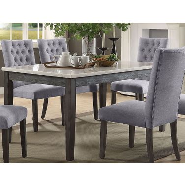 Merel White Marble and Gray Oak Dining Table