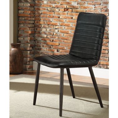 Hosmer Black Leather Side Chair Set of 2