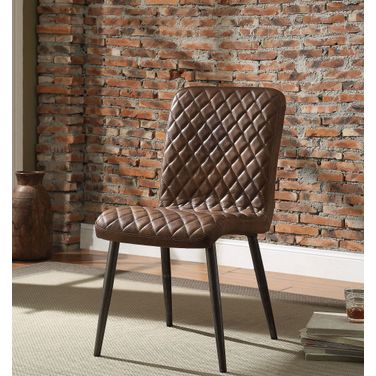Millerton Vintage Chocolate Leather Side Chair Set of 2