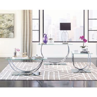 Danville Glass Top Occasional Table Set In Chrome