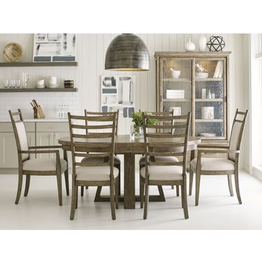 Plank Road Stone Button Extendable Round Dining Room Set