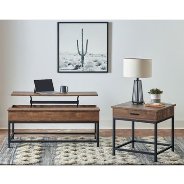 Byers Occasional Table Set In Brown Oak