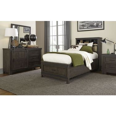Thornwood Hills Rock Beaten Gray Youth Bookcase Bedroom Set