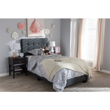 Baxton Studio Brookfield Modern And Contemporary Charcoal Grey Fabric Twin Size Bed