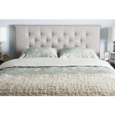 Baxton Studio Windsor Modern And Contemporary Greyish Beige Fabric Upholstered Full Size Headboard