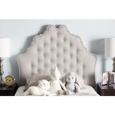 Baxton Studio Hilda Modern And Contemporary Greyish Beige Fabric Twin Size Headboard