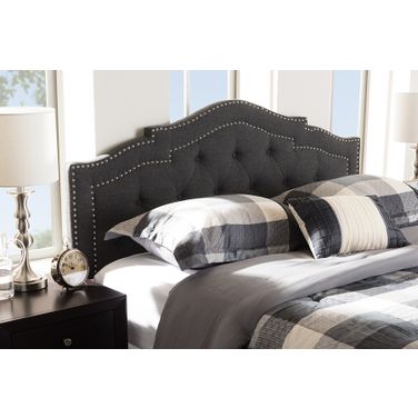 Baxton Studio Edith Modern And Contemporary Dark Grey Fabric Queen Size Headboard