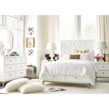 Uptown White and Gold Youth Panel Storage Bedroom Set by Rachael Ray
