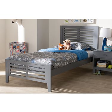 Baxton Studio Sedona Modern Classic Mission Style Grey-Finished Wood Twin Platform Bed