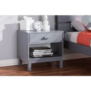 Baxton Studio Deirdre Modern And Contemporary Grey Wood 1-Drawer Nightstand