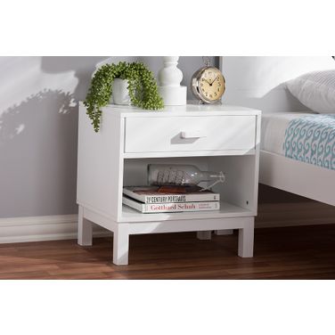 Baxton Studio Deirdre Modern And Contemporary White Wood 1-Drawer Nightstand
