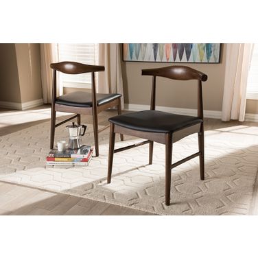Baxton Studio Winton Mid-Century Modern Walnut Wood Dining Chair (Set Of 2)