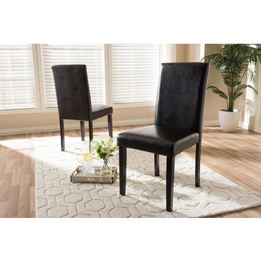 Baxton Studio Mia Modern And Contemporary Dark Brown Faux Leather Upholstered Dining Chair (Set Of 2)