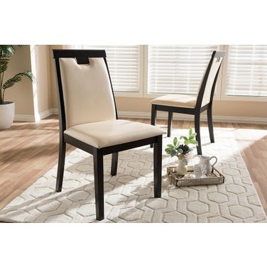 Baxton Studio Evelyn Modern And Contemporary Beige Faux Leather Upholstered And Dark Brown Finished Dining Chair (Set Of 2)