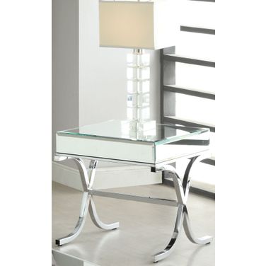 Yuri Mirrored Top and Chrome End Table