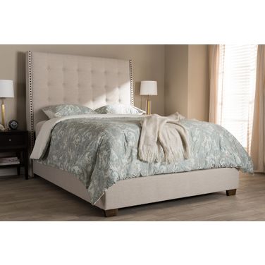 Baxton Studio Georgette Modern And Contemporary Light Beige Fabric Upholstered King Size Bed