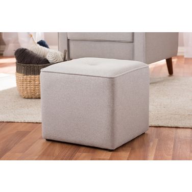 Baxton Studio Corinne Modern And Contemporary Light Grey Fabric Upholstered Ottoman
