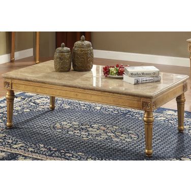 Daesha Marble and Antique Gold Coffee Table