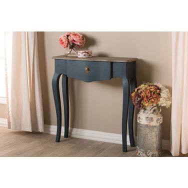 Baxton Studio Mazarine Classic And Provincial Blue Spruce Finished Console Table