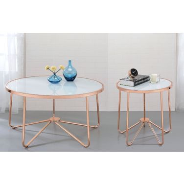 Alivia Rose Gold and Frosted Glass Occasional Table Set