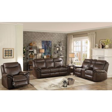 Aram Dark Brown Double Reclining Living Room Set