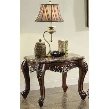 Latisha Marble and Antique Oak End Table