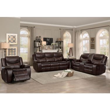 Bastrop Brown Leather Reclining Living Room Set