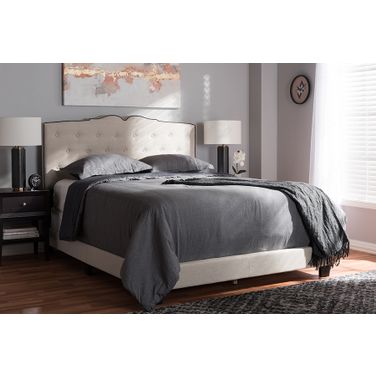 Baxton Studio Vivienne Modern And Contemporary Light Beige Fabric Upholstered King Size Bed