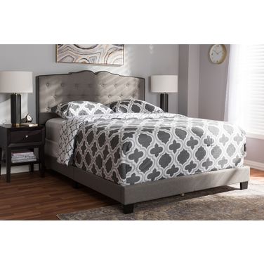 Baxton Studio Vivienne Modern And Contemporary Light Grey Fabric Upholstered Queen Size Bed