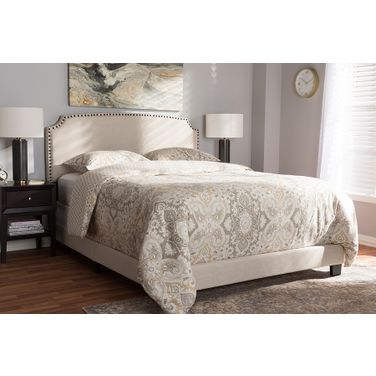 Baxton Studio Odette Modern And Contemporary Light Beige Fabric Upholstered Full Size Bed