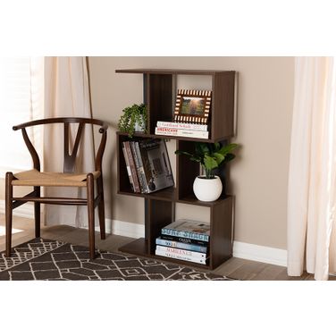 Baxton Studio Legende Modern And Contemporary Brown And Dark Grey Finished Display Bookcase