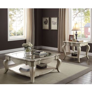 Chelmsford Antique Taupe and Clear Glass Occasional Table Set