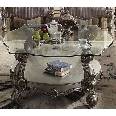 Versailles Antique Platinum and Clear Glass Coffee Table