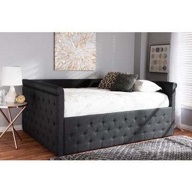 Baxton Studio Amaya Modern And Contemporary Dark Grey Fabric Upholstered Queen Size Daybed