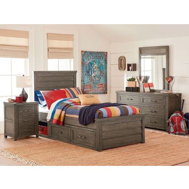 Bunkhouse Aged Barnwood Youth Louvered Panel Bedroom Set