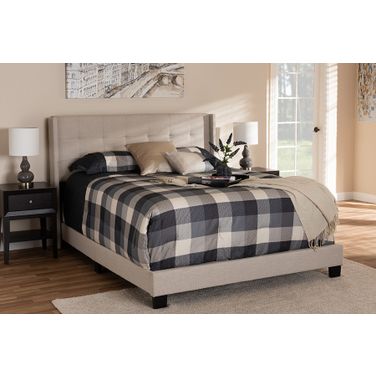 Baxton Studio Lisette Modern And Contemporary Beige Fabric Upholstered King Size Bed