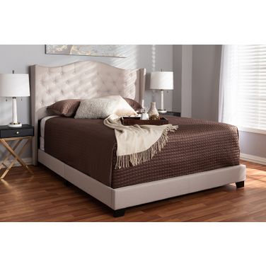 Baxton Studio Alesha Modern And Contemporary Beige Fabric Upholstered King Size Bed