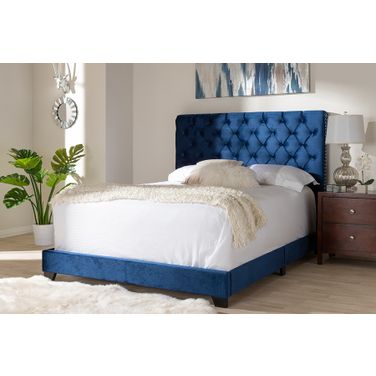 Baxton Studio Candace Luxe And Glamour Navy Velvet Upholstered Full Size Bed