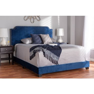 Baxton Studio Darcy Luxe And Glamour Navy Velvet Upholstered Full Size Bed