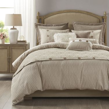 8 Piece Geometric Jacquard Queen Comforter Set In Taupe