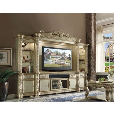 Vendome Ii Gold Patina and Bone Entertainment Center