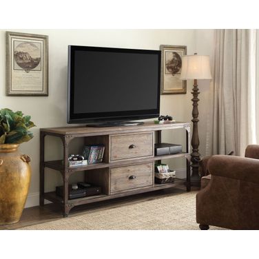 Gorden Weathered Oak and Antique Silver Tv Stand