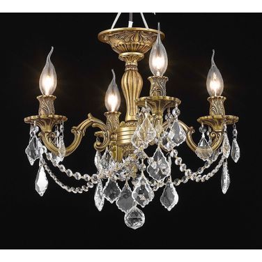 Rosalia 17" French Gold 4 Light Flush Mount With Clear Royal Cut Crystal Trim