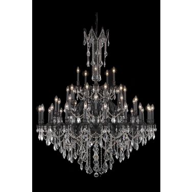 Rosalia 54" Dark Bronze 45 Light Chandelier With Golden Teak Royal Cut Crystal Trim