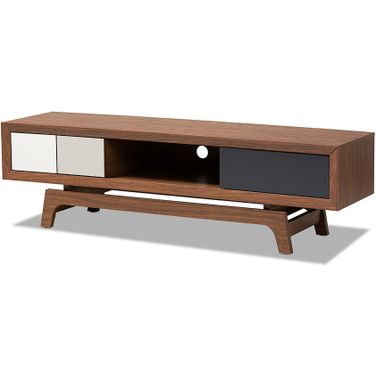 Baxton Studio Svante Mid-Century Modern Multicolor Finished Wood 3-Drawer Tv Stand