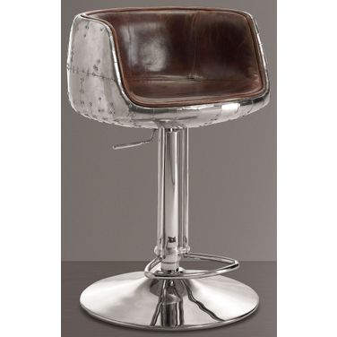 Brancaster Vintage Brown Leather Swivel Adjustable Stool