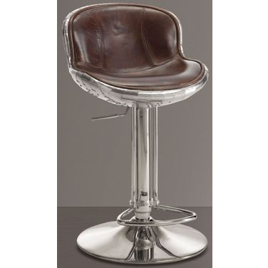 Brancaster Vintage Brown Leather Swivel Armless Adjustable Stool