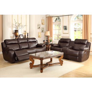 Marille Dark Brown Reclining Living Room Set