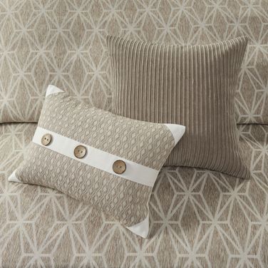 9 Piece Geometric Jacquard King Comforter Set In Taupe