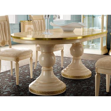 Aida Dining Table (Ivory and Gold)